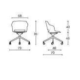 Polypropylene office chair with armrests and 4-spoke base Chalampe