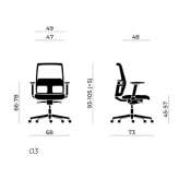 Office chair with armrests and a 5-star base Udine