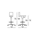Height-adjustable swivel office stool for the designer Vergara