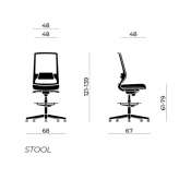 Swivel office stool with 5-arm base and footrest Lannilis