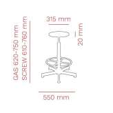 Beech office stool with height adjustment Seugy