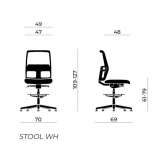 Swivel office stool with 5-arm base and footrest Lobios