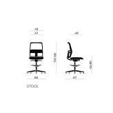 Office stool with height adjustment and footrest Udine
