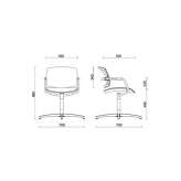Chair with 4-star base with armrests Jamay