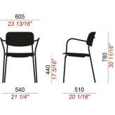 Chair with plywood armrests and steel structure Kirby