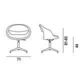 Swivel chair in metal and polypropylene with a 4-star base Verduno