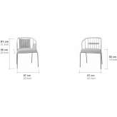 Steel and rope garden chair with armrests and cushion Esiroglu
