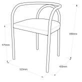 Steel and fabric chair with armrests Banham