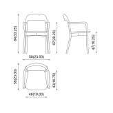 Upholstered beech chair with armrests Meydan