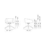 Height-adjustable chair with armrests and 4-star base Selmer