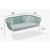 Two-seater garden sofa in aluminum and fabric Hirel