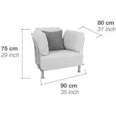Garden armchair upholstered in fabric and steel with armrests Captieux
