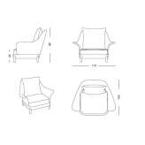 Textile garden armchair with armrests Moretta