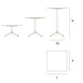 Square garden table with 4-star base Maqueda