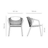 Stainless steel and rope garden chair with armrests Blantyre