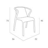 Garden chair made of polypropylene with armrests, stackable Iquique
