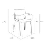 Garden chair made of polypropylene with armrests, stackable Buryn