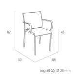 Aluminum garden chair with stackable armrests Senoba