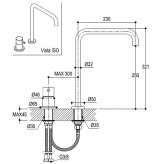 Kitchen faucet with 2 holes and single handle Pestis