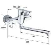 Wall-mounted kitchen faucet with swivel spout Loury