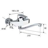 Wall-mounted kitchen faucet with swivel spout Pisco