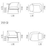 Corner fabric armchair with integrated magazine rack Torreano