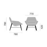 Lounge chair with armrests and low backrest Kotlas