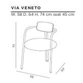 Stainless steel and leather chair with armrests Belbeuf
