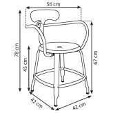 Metal chair with armrests and footrest Sadu