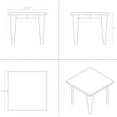 Square teak table Cunha