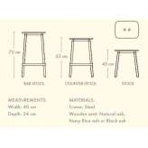 Steel and wood stool Lacko