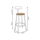 High metal and Lloyd loom stool with backrest Brovst