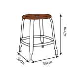 Low stool in metal and wood with footrest Soddi