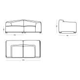 Sectional modular 2-seater fabric sofa Karabuek