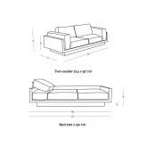 Sectional modular 2-seater fabric sofa Kaspiysk