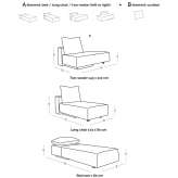 Sectional modular 2-seater fabric sofa Formosa