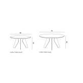 Round oak coffee table with steel structure Soini
