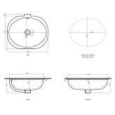 Oval ceramic washbasin, recessed Theale
