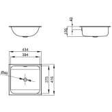 Rectangular undercounter washbasin made of enamelled steel Dion