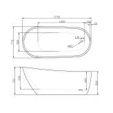 Asymmetric, free-standing acrylic bathtub Raron