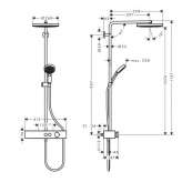 Thermostatic shower panel, chrome-plated, brass, wall-mounted, with hand shower Evlalo