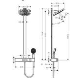 Wall-mounted shower panel in chrome-plated brass with hand shower and overhead shower Evlalo