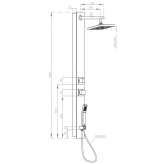 Wall-mounted shower panel in glass and stainless steel with a hand shower Vecriga