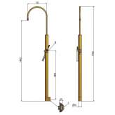 Free-standing brass shower panel with a shower hand Craiesti