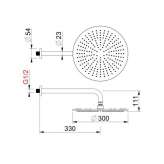 Round stainless steel wall shower head with arm Ciurea