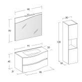 Hanging bathroom cabinet with drawers and mirror Lapa