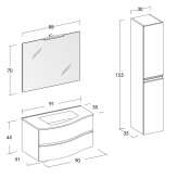 Hanging bathroom cabinet with drawers and mirror Lapa