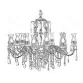 Brass LED chandelier with crystals Gonnoi