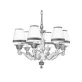 Satin brass chandelier with crystal and lampshades Yvoir