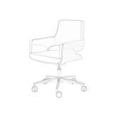 Leather office chair on wheels with armrests and a base with 5 arms Kester